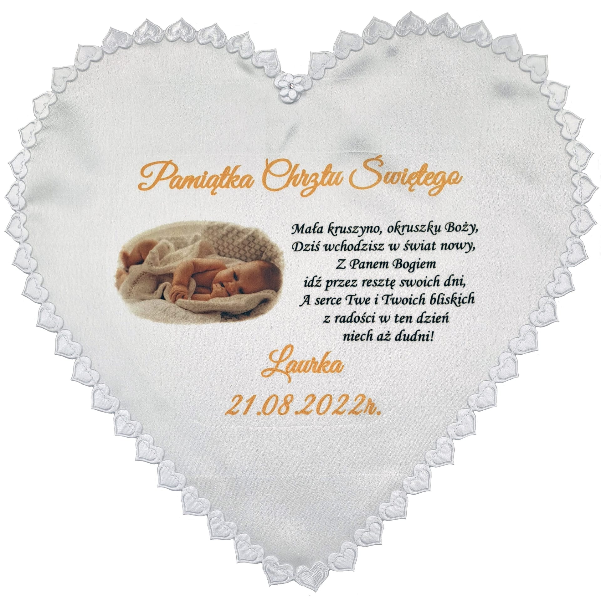 szatka do chrztu dla dziewczynki ze zdjęciem